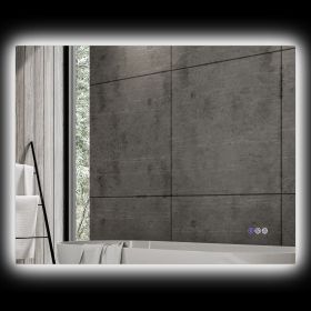 HOMCOM Dimmable Bathroom Mirror with Lights, 39" x 32" Backlit LED Mirror w/ Anti-Fog, Memory & Infinite Color Temperature