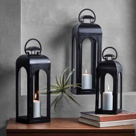 Black Metal Lantern Candle Holder, 18", Medium