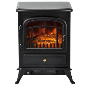 HOMCOM 22" Electric Fireplace Heater, Freestanding Fire Place Stove with Realistic LED Flames and Logs, and Overheating Protection, 750W/1500W, B