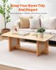 VEVOR Rattan Coffee Table, Rectangle Rattan Woven Wood Coffee Table with Rubber Wood Top