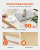 VEVOR Rattan Coffee Table, Rectangle Rattan Woven Wood Coffee Table with Tempered Glass Top