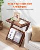 VEVOR Rattan Coffee Table, Z-Shaped Rattan Woven Bamboo Coffee Table with Tempered Glass Top