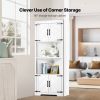VEVOR 68" Tall Corner Storage Cabinet, 6 Tiers Farmhouse Storage Cabinet with 4 Wooden Doors & Adjustable Shelves