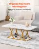 VEVOR Coffee Table, Modern Faux Marble Coffee Table, Large 2-Tier Rectangle Center Desk with Geometric Legs