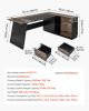 VEVOR L-Shaped Executive Desk, Large Modern Office Table with Drawers and Storage Cabinet, Heavy Duty Wooden Executive Table, 350 LBS Load Capacity