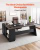 VEVOR L-Shaped Executive Desk, Large Modern Office Table with Drawers and Storage Cabinet, Heavy Duty Wooden Executive Table, 350 LBS Load Capacity