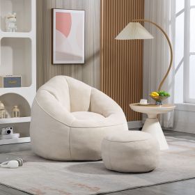 Bedding Bean Bag Sofa Chair High Pressure Foam Bean Bag Chair Adult Material with Padded Foam Padding Compressed Bean Bag With Footrest (Color: as Pic)