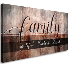 Canvas Wall Art for Living Room,Family Grateful Thankful Blessed,Family Wall Decor,Christian Wall Decor,Blessed Wall Decor (size: 24inchesx48inches)