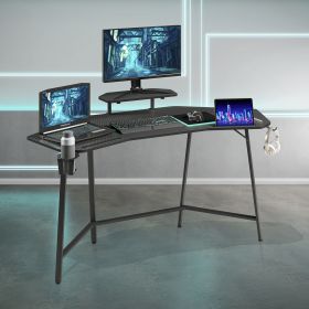 Techni Sport TS98D Gaming Desk with Shelf & Accessory Holders, Black (Color: as Pic)