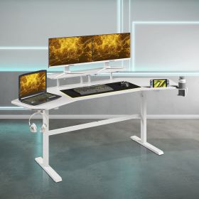 Techni Sport TS911D Gaming Desk with Shelves & Accessory Holder, White (Color: as Pic)