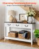 VEVOR 47 in Console Table, Farmhouse Desk Behind the Couch with Drawers and Bottom Storage Shelf